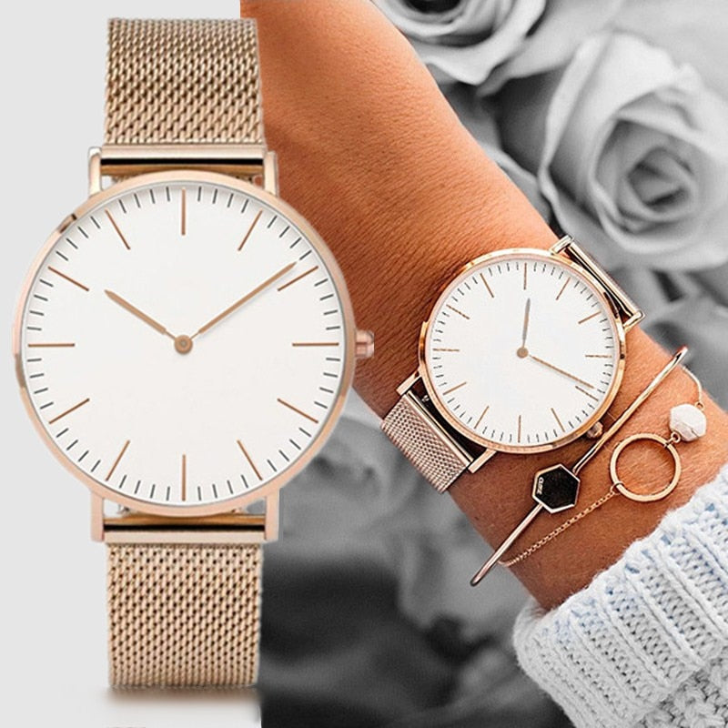 LuxeVera Roségold Quarz Armbanduhr – Zeitlose Eleganz & Präzision