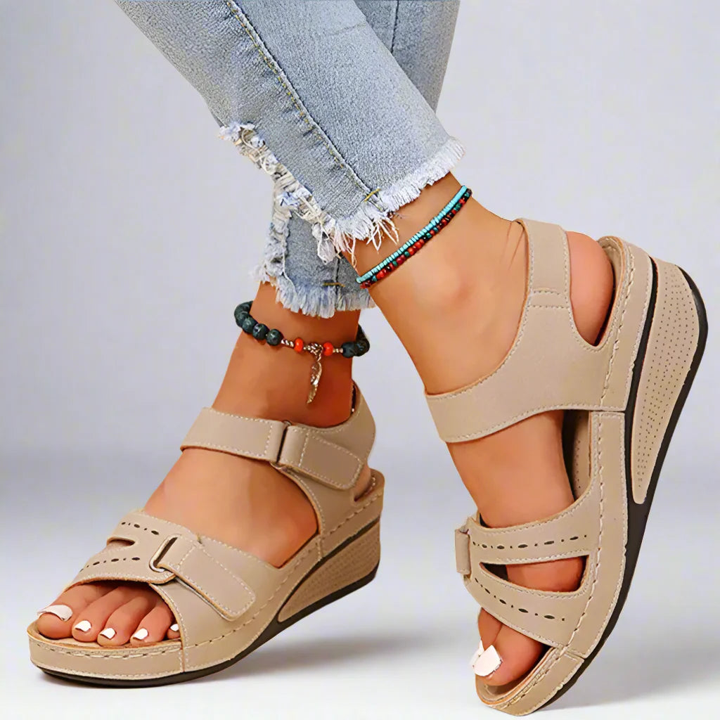 ECO Plateau Sandaletten | Bequeme Ergonomische Sandalen Damen Mit Klettverschluss