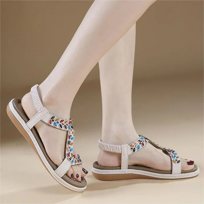 Gabora Sandalen | Bequeme Damensandalen mit Farbigen Strasssteinen