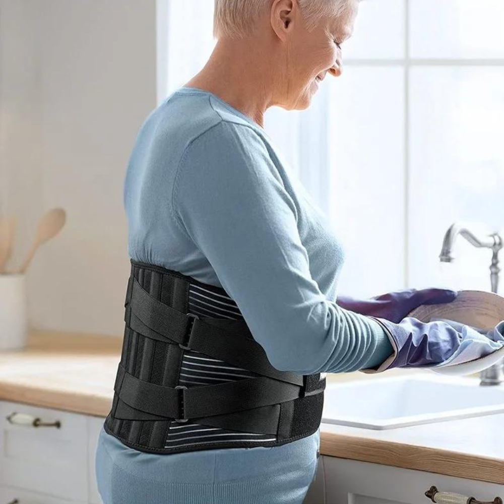 ReliefBelt | Orthopädischer schwarzer Stützgürtel für Rückenschmerzen