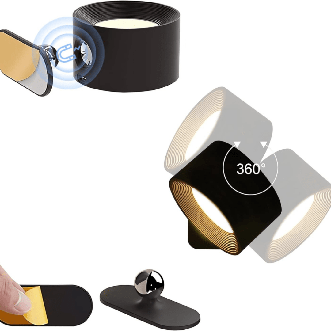 Glow360 | Draadloze, Oplaadbare Wandlamp met 360° Rotatie - Sfeervolle & Flexibele Verlichting