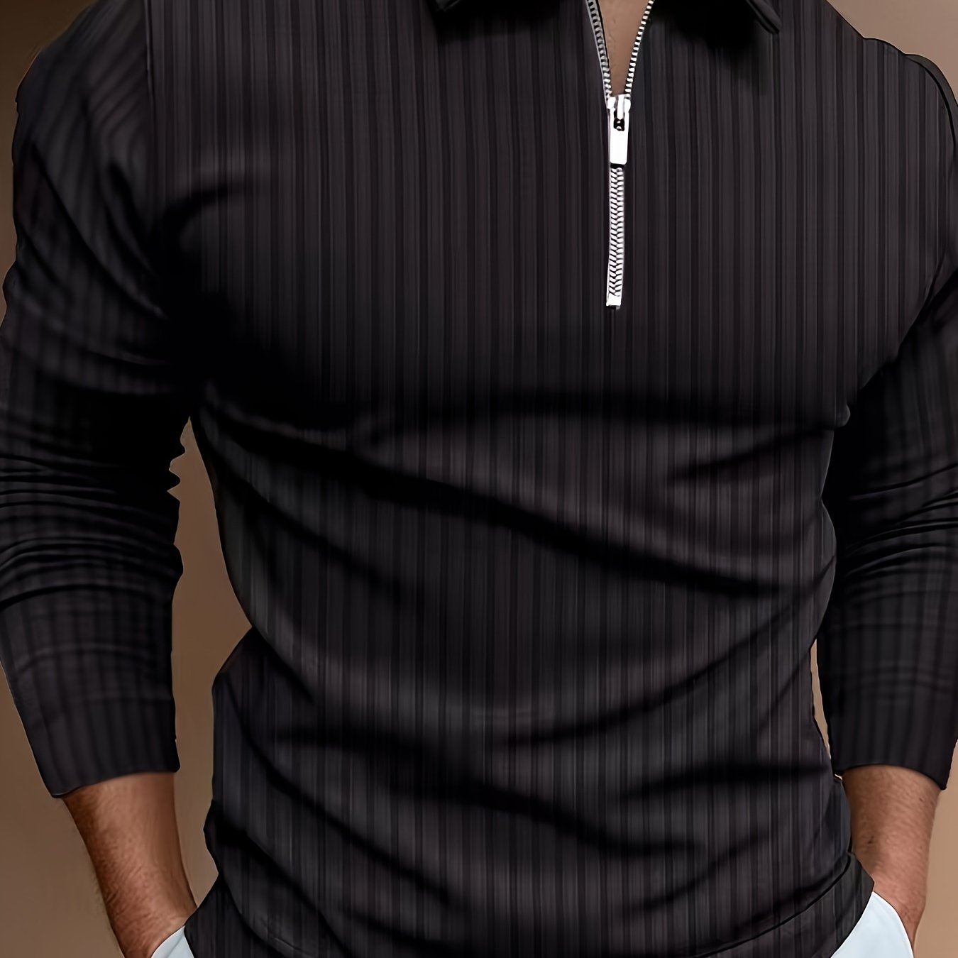 Polo Shirt für Herren - Gerippt & Langarm für den Winter