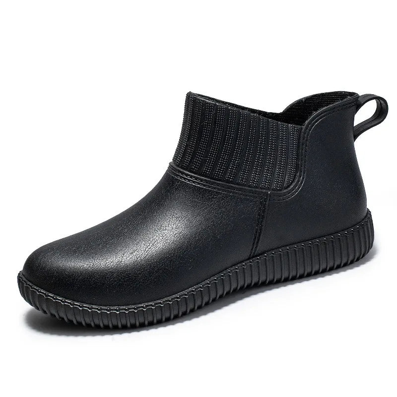 Modische Damen Ankle-Regenstiefel für den Herbst: Wasserdicht & Bequem mit Strick-Bund