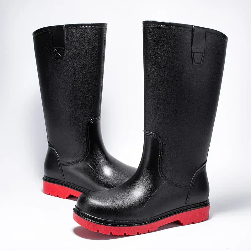 Bequeme und wasserdichte halbhohe PVC-Regenstiefel für Herren – Rutschfeste Sohle für den Herbst