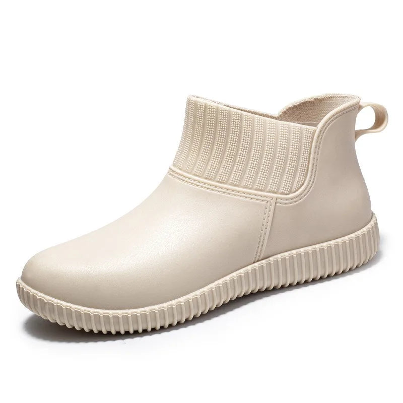 Modische Damen Ankle-Regenstiefel für den Herbst: Wasserdicht & Bequem mit Strick-Bund