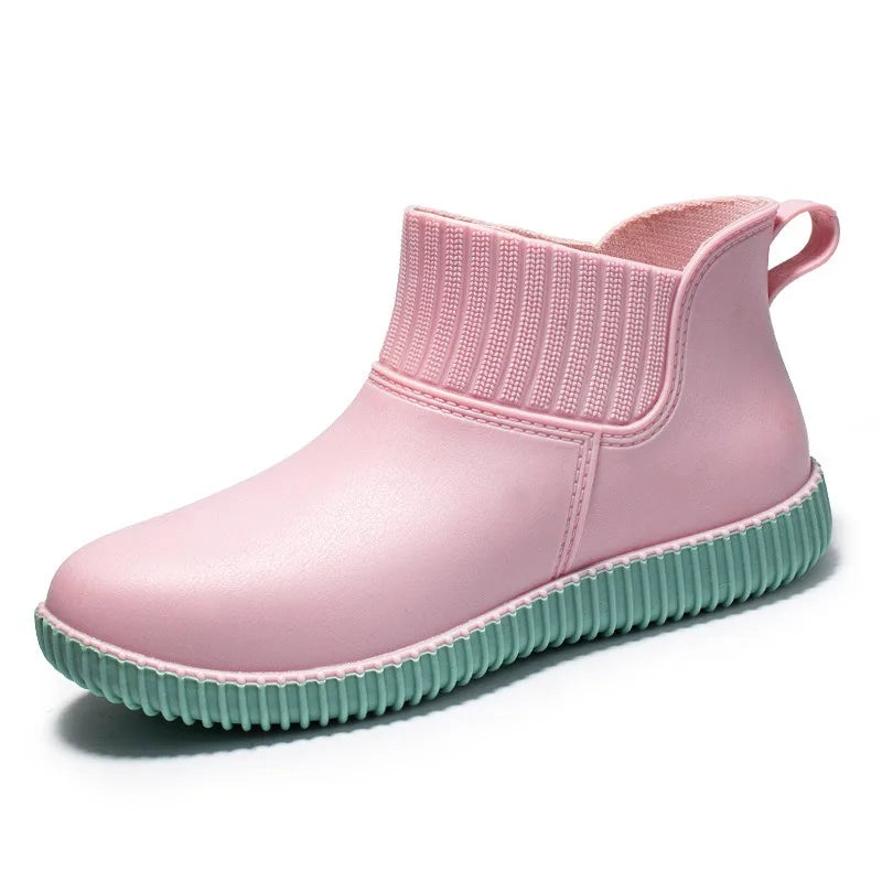 Modische Damen Ankle-Regenstiefel für den Herbst: Wasserdicht & Bequem mit Strick-Bund
