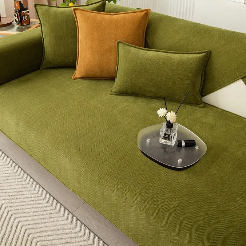 Luxuriöser Rutschfester Chenille Sofaüberzug für Ultimativ Komfort und Sicheren Halt