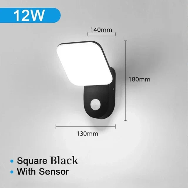 AlignEase LED Wandleuchte mit Bewegungssensor – Wasserdichte Außenbeleuchtung für Garten & Fassade, 12W