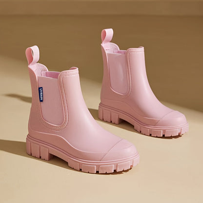 Modische Damen Regenstiefel für den Herbst – Halbhohe, wasserdichte Gummistiefel mit extra griffiger Sohle für optimalen Halt