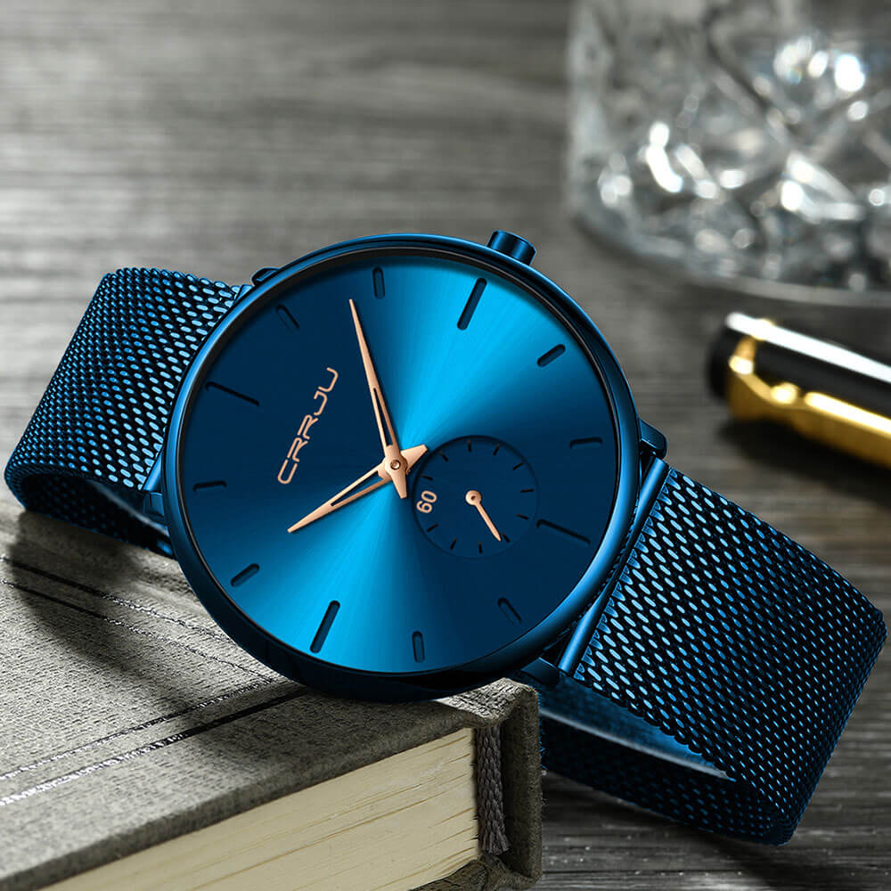 TechnoVibe Luxe All Black Edelstahl - Elegante Analoguhr, Modern & Minimalistisch
