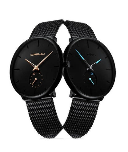 TechnoVibe Luxe All Black Edelstahl - Elegante Analoguhr, Modern & Minimalistisch
