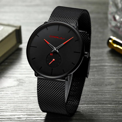 TechnoVibe Luxe All Black Edelstahl - Elegante Analoguhr, Modern & Minimalistisch
