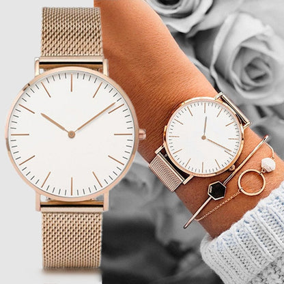 LuxeVera Roségold Quarz Armbanduhr – Zeitlose Eleganz & Präzision