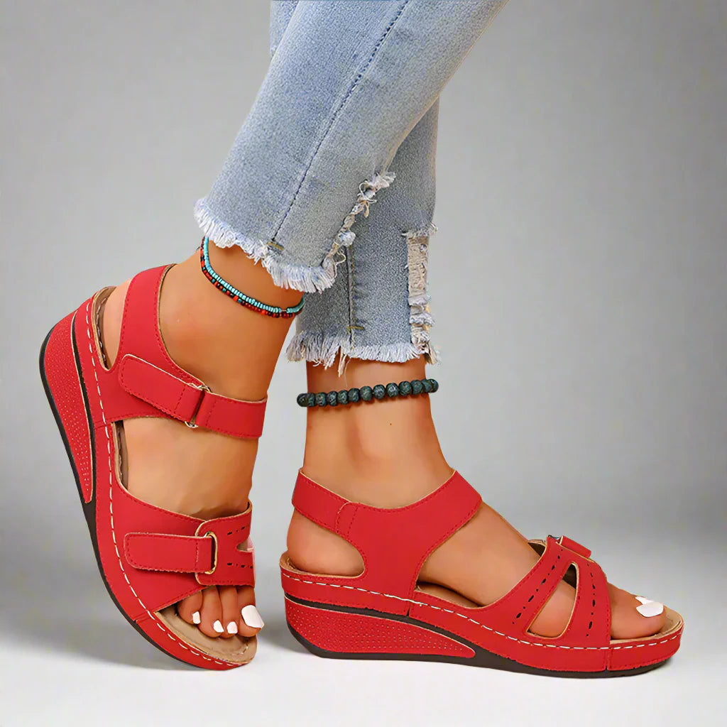 ECO Plateau Sandaletten | Bequeme Ergonomische Sandalen Damen Mit Klettverschluss