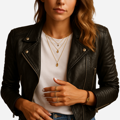 Lederjacke für Damen - Schwarz & Kragen für den Herbst/Winter