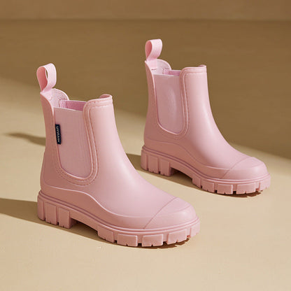 Modische Damen Regenstiefel für den Herbst – Halbhohe, wasserdichte Gummistiefel mit extra griffiger Sohle für optimalen Halt