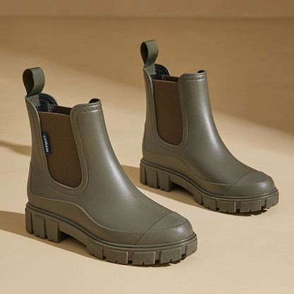 Modische Damen Regenstiefel für den Herbst – Halbhohe, wasserdichte Gummistiefel mit extra griffiger Sohle für optimalen Halt