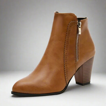 ECO stiefeletten | Stylische Damen Stiefeletten aus PU-Leder mit hohen Absätzen
