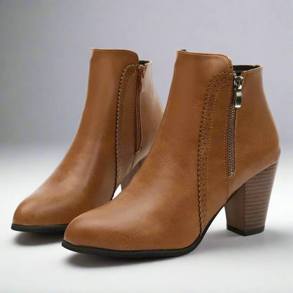 ECO stiefeletten | Stylische Damen Stiefeletten aus PU-Leder mit hohen Absätzen