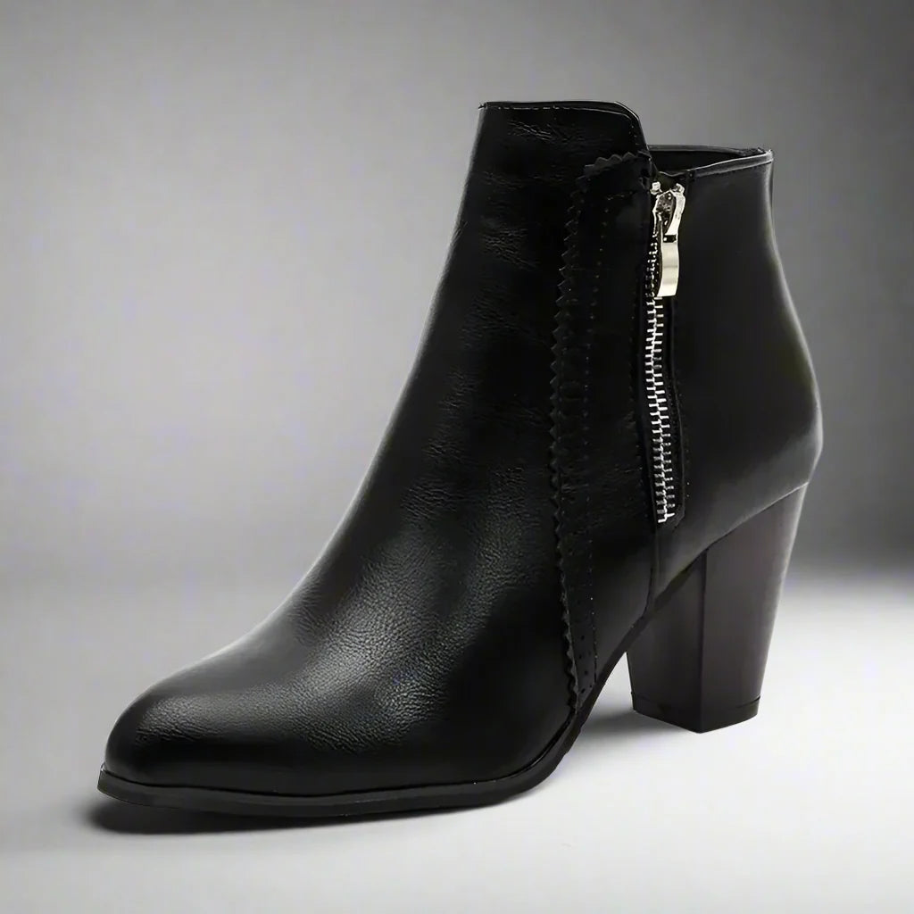 ECO stiefeletten | Stylische Damen Stiefeletten aus PU-Leder mit hohen Absätzen
