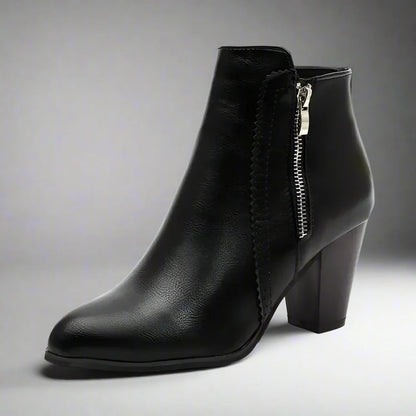 ECO stiefeletten | Stylische Damen Stiefeletten aus PU-Leder mit hohen Absätzen
