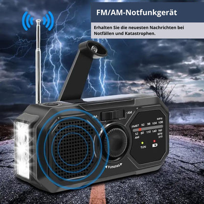LuminaElite - Tragbares Notfallradio - Solar Kurbel