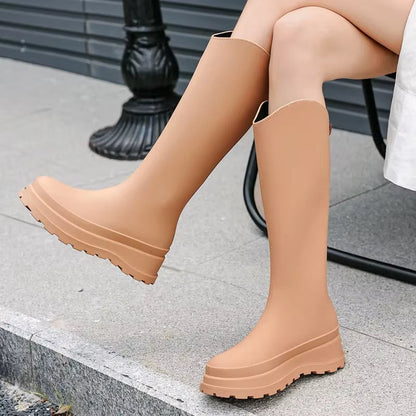 Wasserfeste Damen Herbst-Regenstiefel: Hohe Gummistiefel mit Anti-Rutsch-Sohle für maximalen Komfort und Schutz