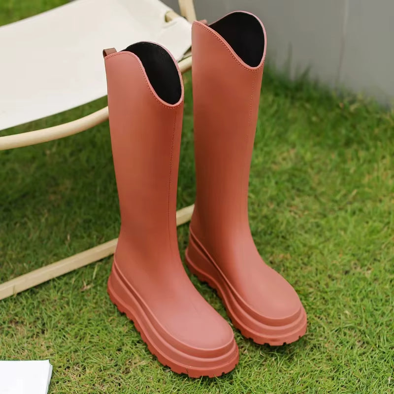 Wasserfeste Damen Herbst-Regenstiefel: Hohe Gummistiefel mit Anti-Rutsch-Sohle für maximalen Komfort und Schutz