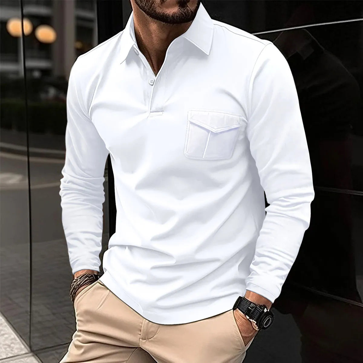 Polo Shirt für Herren - Klassisch & Brusttasche für den Winter