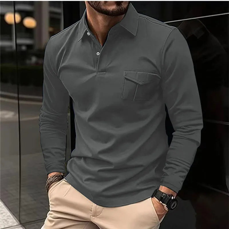 Polo Shirt für Herren - Klassisch & Brusttasche für den Winter