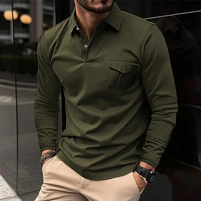 Polo Shirt für Herren - Klassisch & Brusttasche für den Winter