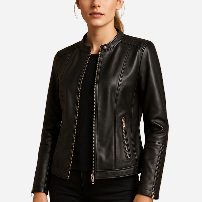 Bikerjacke für Damen - Leder & Reißverschluss für den Herbst/Winter