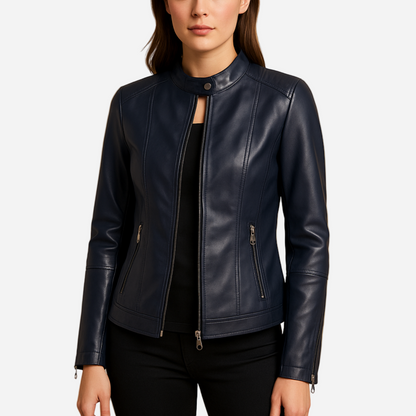 Bikerjacke für Damen - Leder & Reißverschluss für den Herbst/Winter