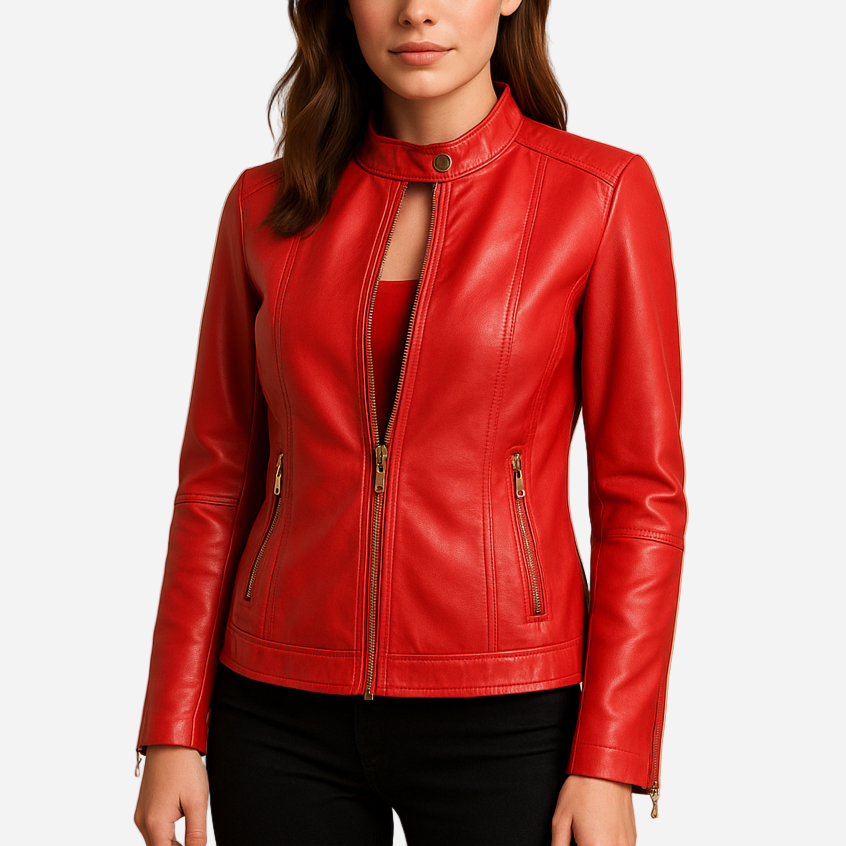 Bikerjacke für Damen - Leder & Reißverschluss für den Herbst/Winter