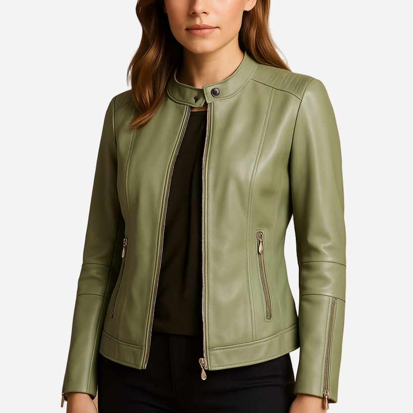 Bikerjacke für Damen - Leder & Reißverschluss für den Herbst/Winter