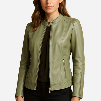 Bikerjacke für Damen - Leder & Reißverschluss für den Herbst/Winter