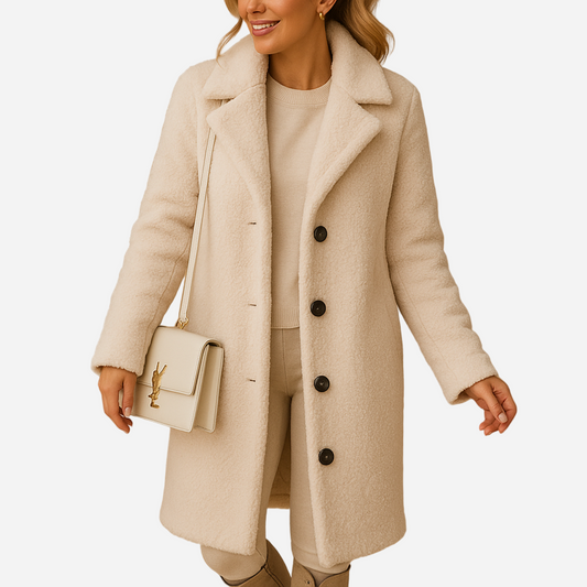 Teddy-Mantel für Damen - Lang & Beige für den Winter