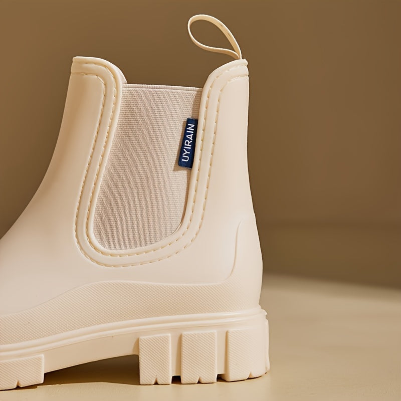 Modische Damen Regenstiefel für den Herbst – Halbhohe, wasserdichte Gummistiefel mit extra griffiger Sohle für optimalen Halt