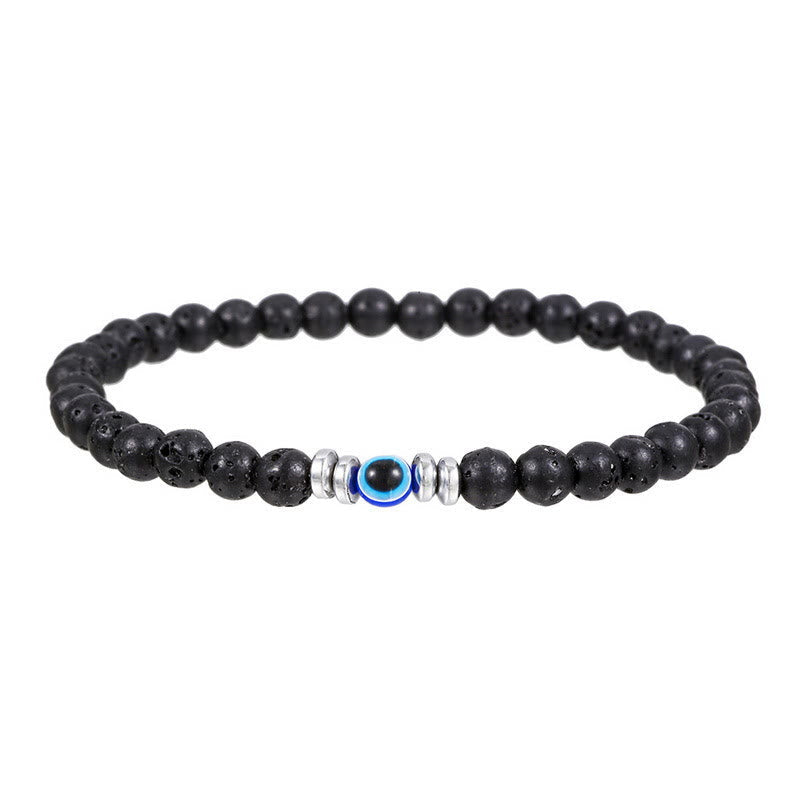 Thor's Hammer "Böses Auge" Herren-Armband aus 4 mm Naturstein | Schutz & Stil