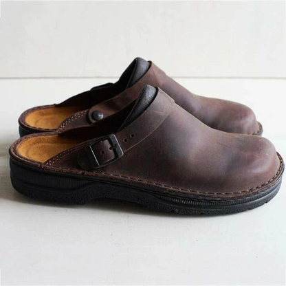 HW Herren Lederschuhe: Sommerliche, Rutschfeste & Bequeme Hausschuhe mit Orthopädischer Unterstützung