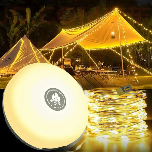 Vielseitige 4-in-1 Campinglampe: Lichterkette, Laterne & Powerbank für unvergessliche Outdoor-Erlebnisse