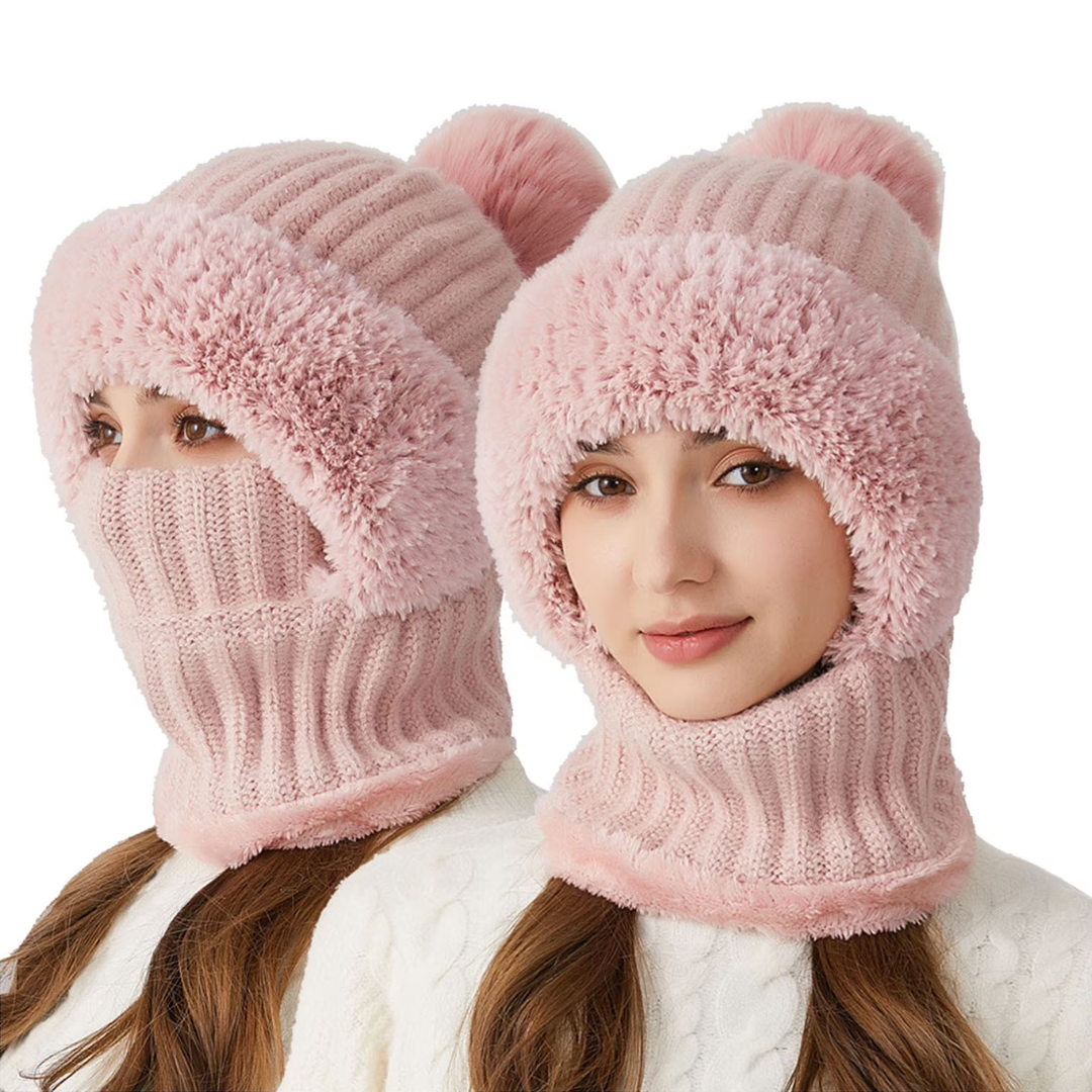 Sturmhaube für Damen - Balaclava mit Plüsch-Ohren für den Winter