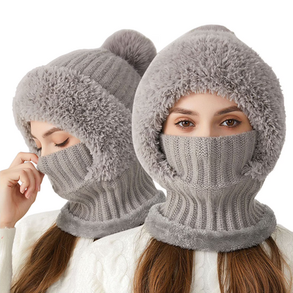 Sturmhaube für Damen - Balaclava mit Plüsch-Ohren für den Winter