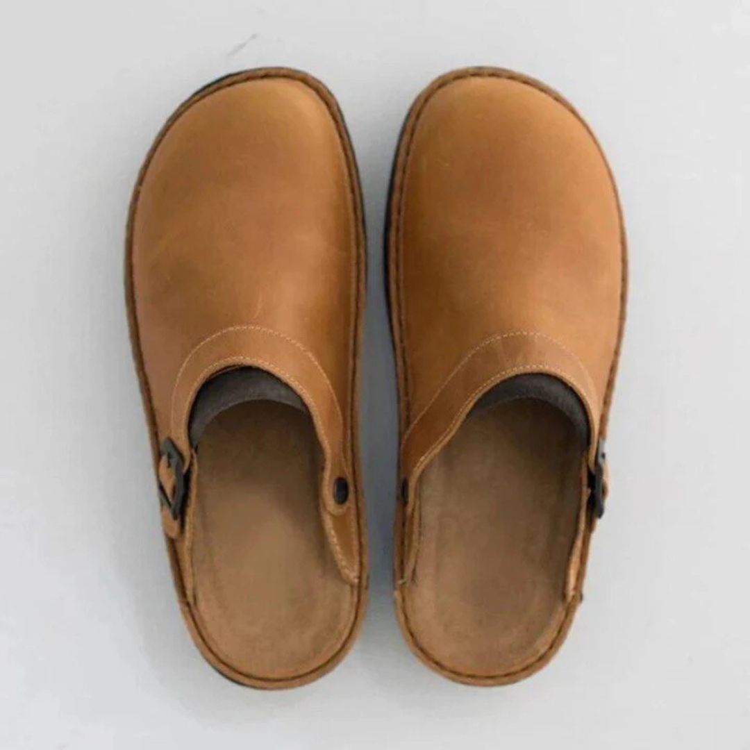 HW Herren Lederschuhe: Sommerliche, Rutschfeste & Bequeme Hausschuhe mit Orthopädischer Unterstützung