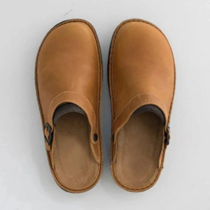 HW Herren Lederschuhe: Sommerliche, Rutschfeste & Bequeme Hausschuhe mit Orthopädischer Unterstützung