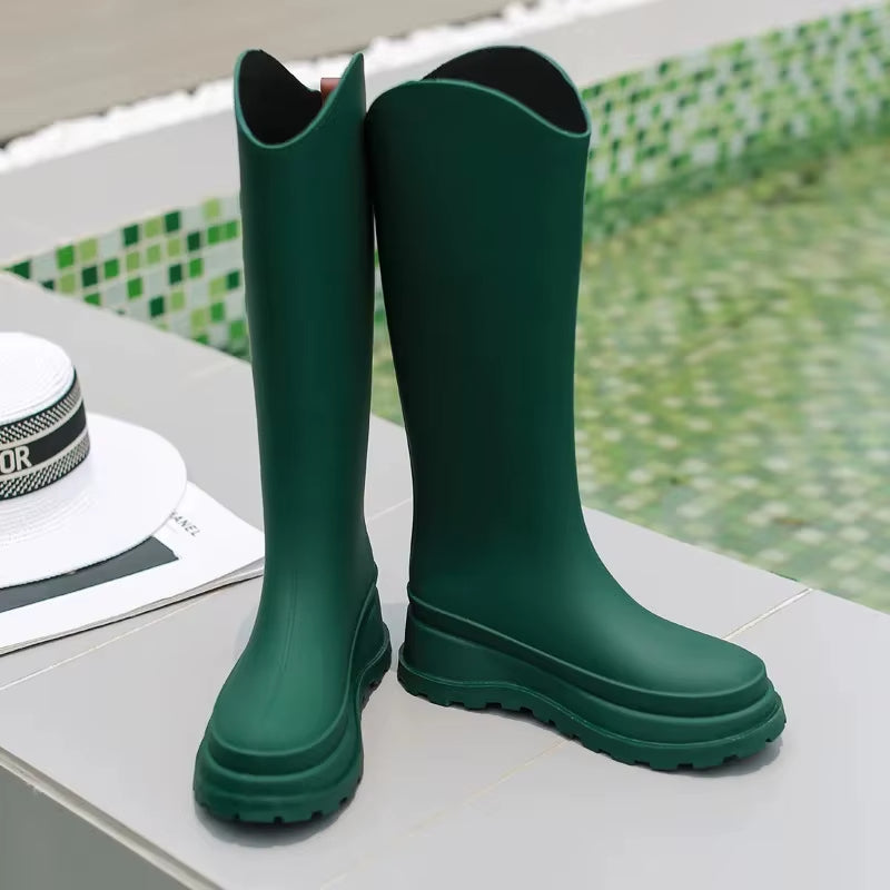 Wasserfeste Damen Herbst-Regenstiefel: Hohe Gummistiefel mit Anti-Rutsch-Sohle für maximalen Komfort und Schutz