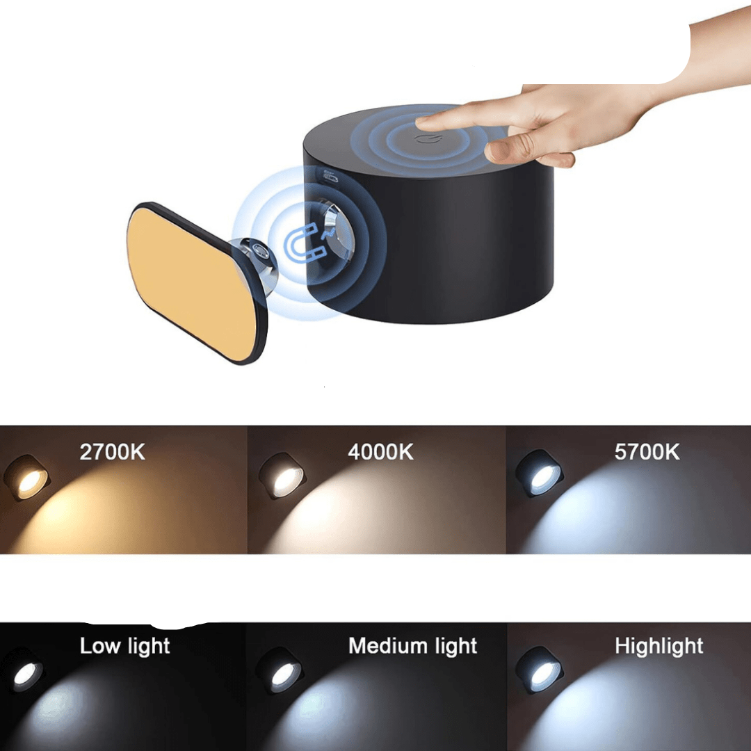 Glow360 | Draadloze, Oplaadbare Wandlamp met 360° Rotatie - Sfeervolle & Flexibele Verlichting