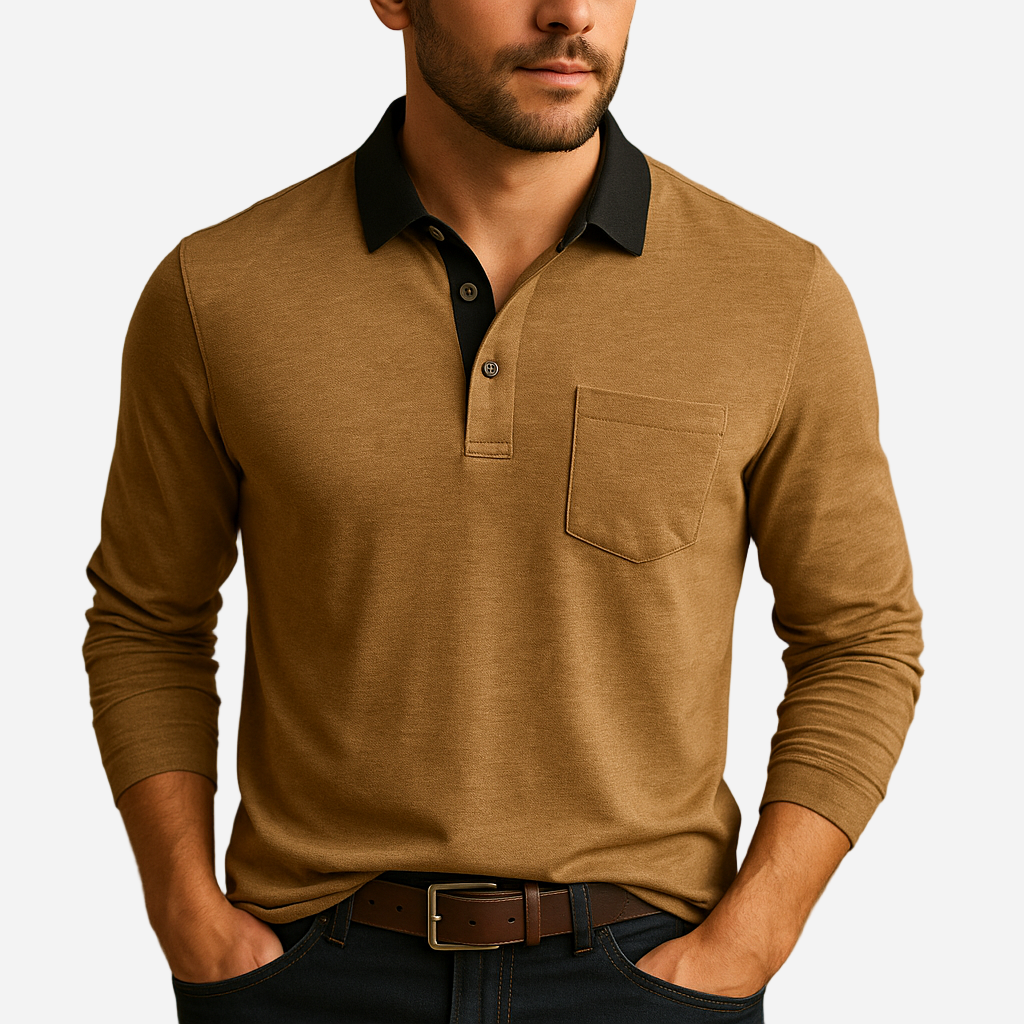 Poloshirt für Herren - Baumwolle & Brusttasche für den Winter
