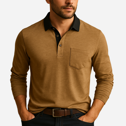 Poloshirt für Herren - Baumwolle & Brusttasche für den Winter