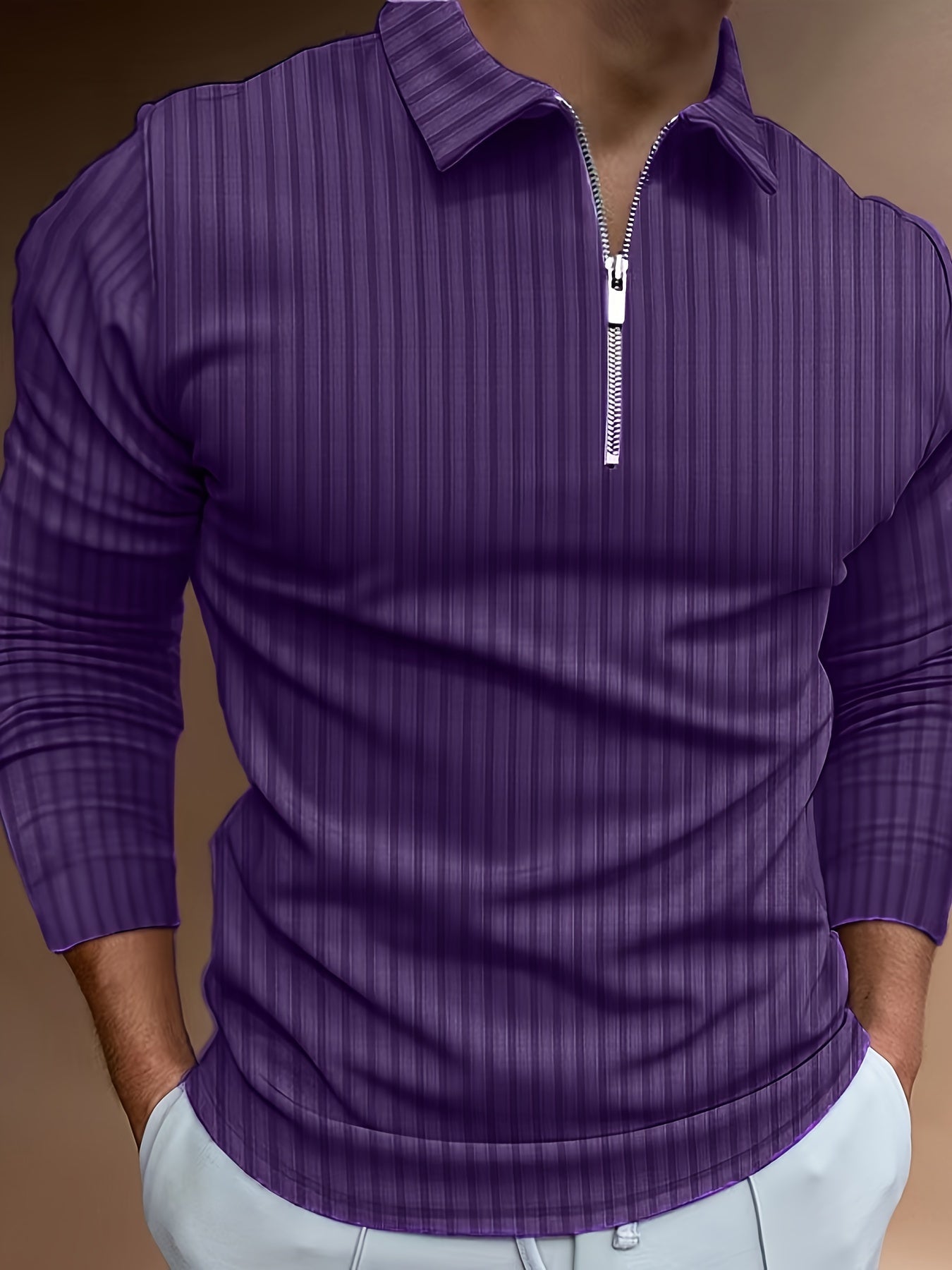 Polo Shirt für Herren - Gerippt & Langarm für den Winter